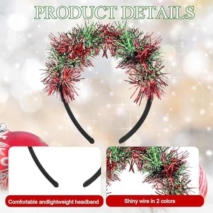 Hotop 6 Pcs Halloween Headband Pom Pom Fuzzy Costume Headband Christmas Hair Decoration Party Headwear for Women Men - Image 2